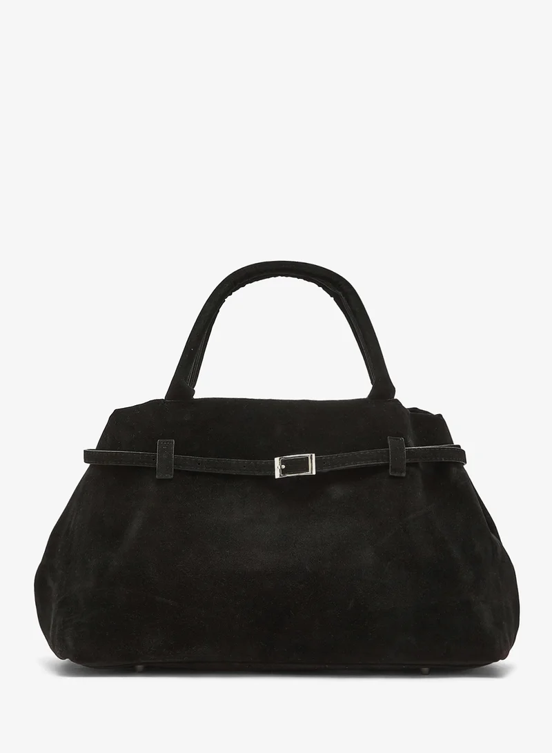 ايلا حقيبة يد جلد سويدي بإبزيم